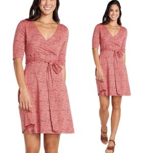 Toad&Co Cue Wrap Cafe Dress Guava Wave Print Size Small